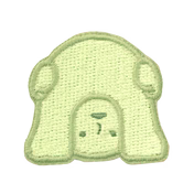 SMISKI Embroidery Sticker Vol. 2: Mint bear-shaped applique with a textured finish, ideal for decorating smartphones, notebooks, or apparel with self-adhesive backing.