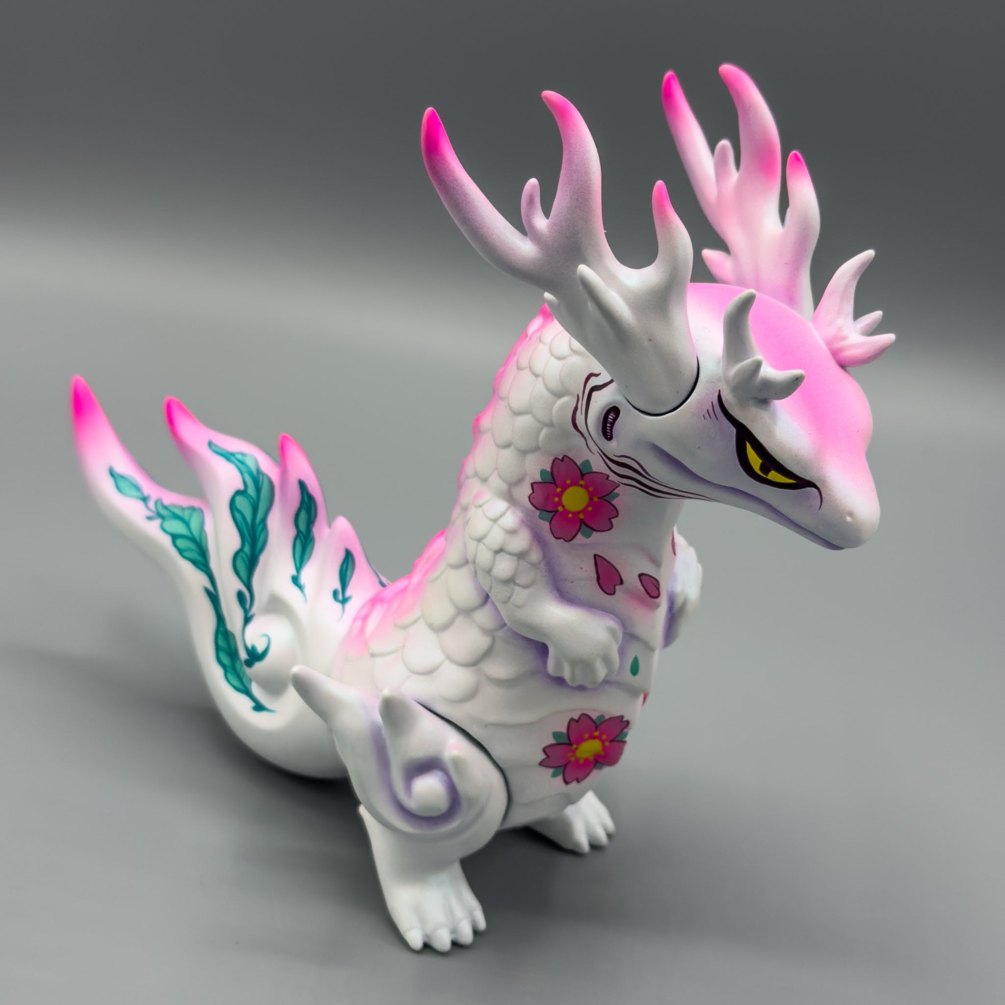 Celestial Abyss - Rinkaku Sakura by Tomodachi Island: a white dragon figure with pink accents, cherry-blossom motifs, and teal details, hand-painted with special effects.