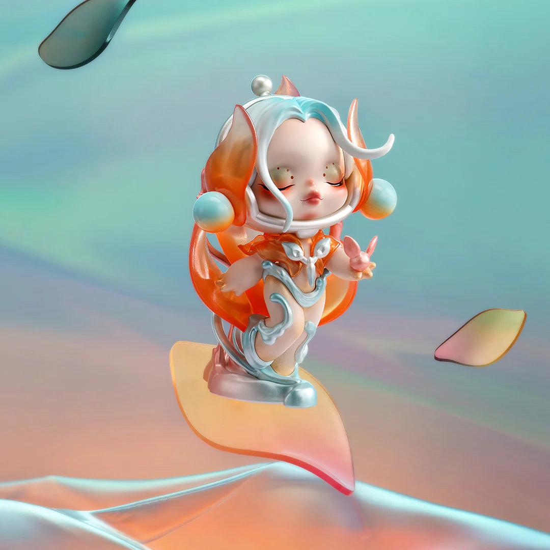 Cartoon figurine from SKULLPANDA The Sound Blind Box Series featuring a girl character.