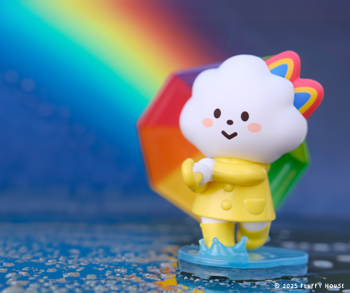 Mr. White Cloud & Friends-No Matter The Weather Series Blind Box featuring 8 collectible figures, 5.5-12.5cm, ABS+PVC, with 8 styles plus 1 secret design.