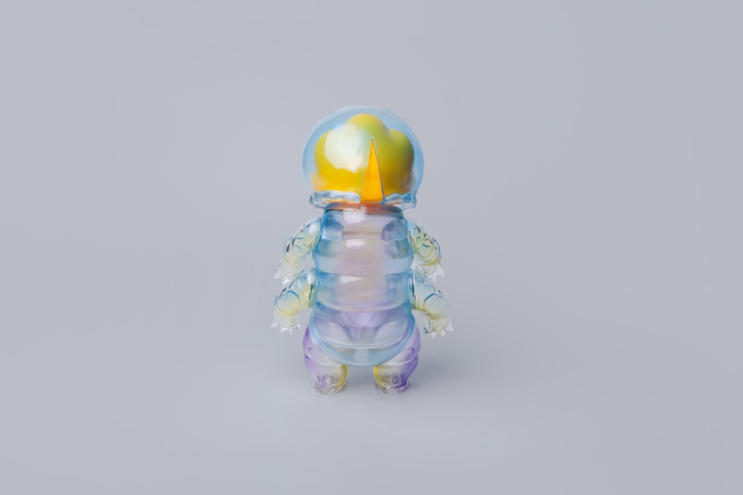 Water Bear - Diver by PPDAdventure: A translucent, iridescent figurine with a dome head, segmented body, and yellow horn, inspired by a Tardigrade.