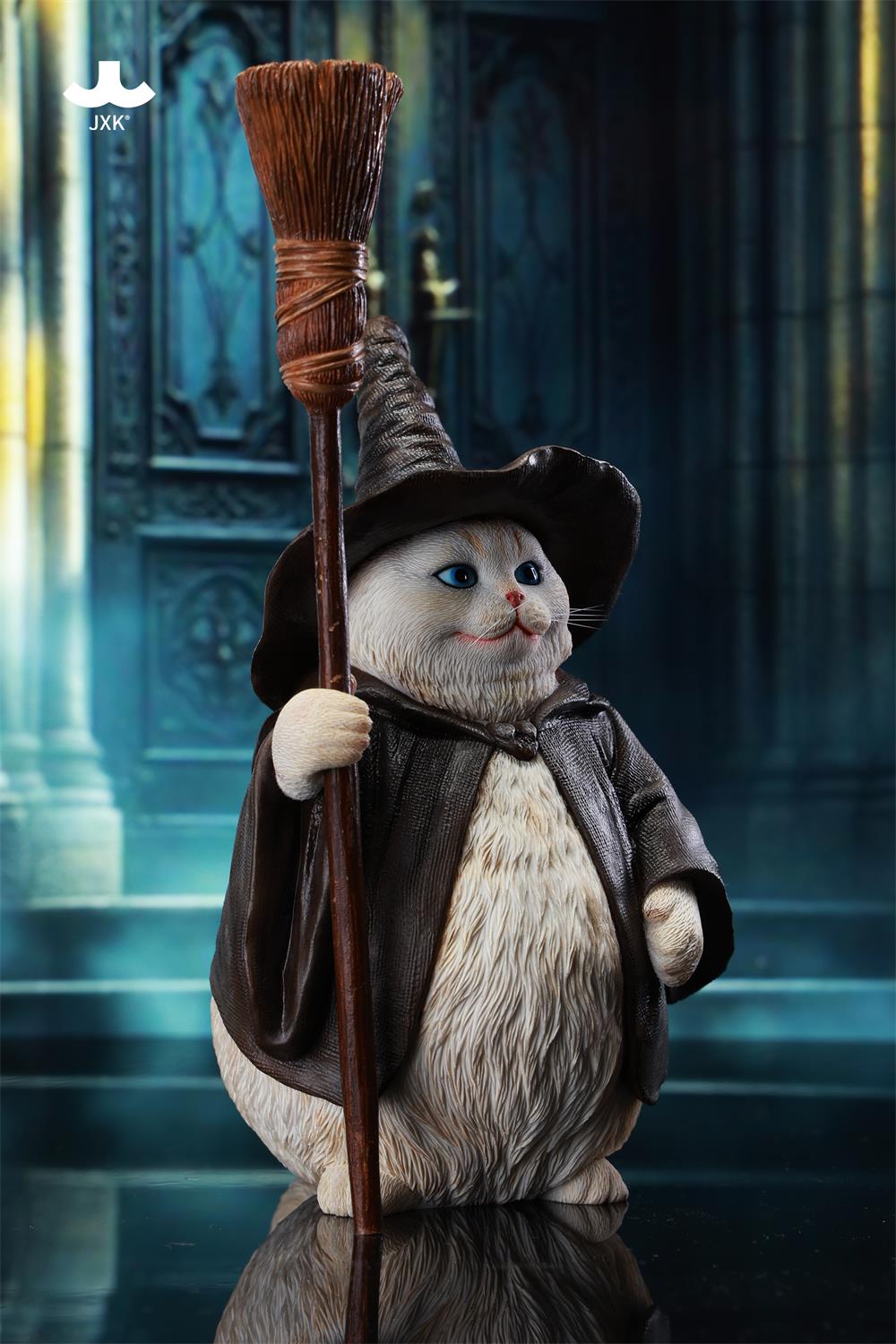 JXK-Wizard Cat collectible figurine, limited edition resin set, features toy kitchen knife. Preorder for Q1 2026, dimensions 18.8x12.8x12.8cm.