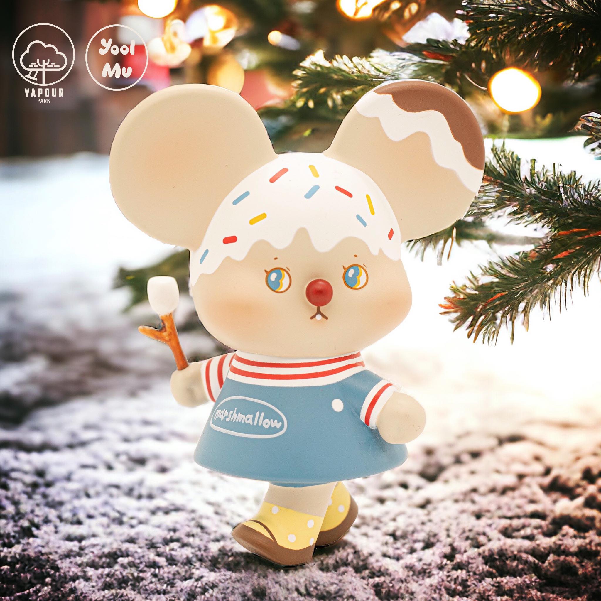 Toy mouse and animal with marshmallow, cartoon logo, red balloon, donut face - FRIENDS series - CHEESE by yoolmucha.