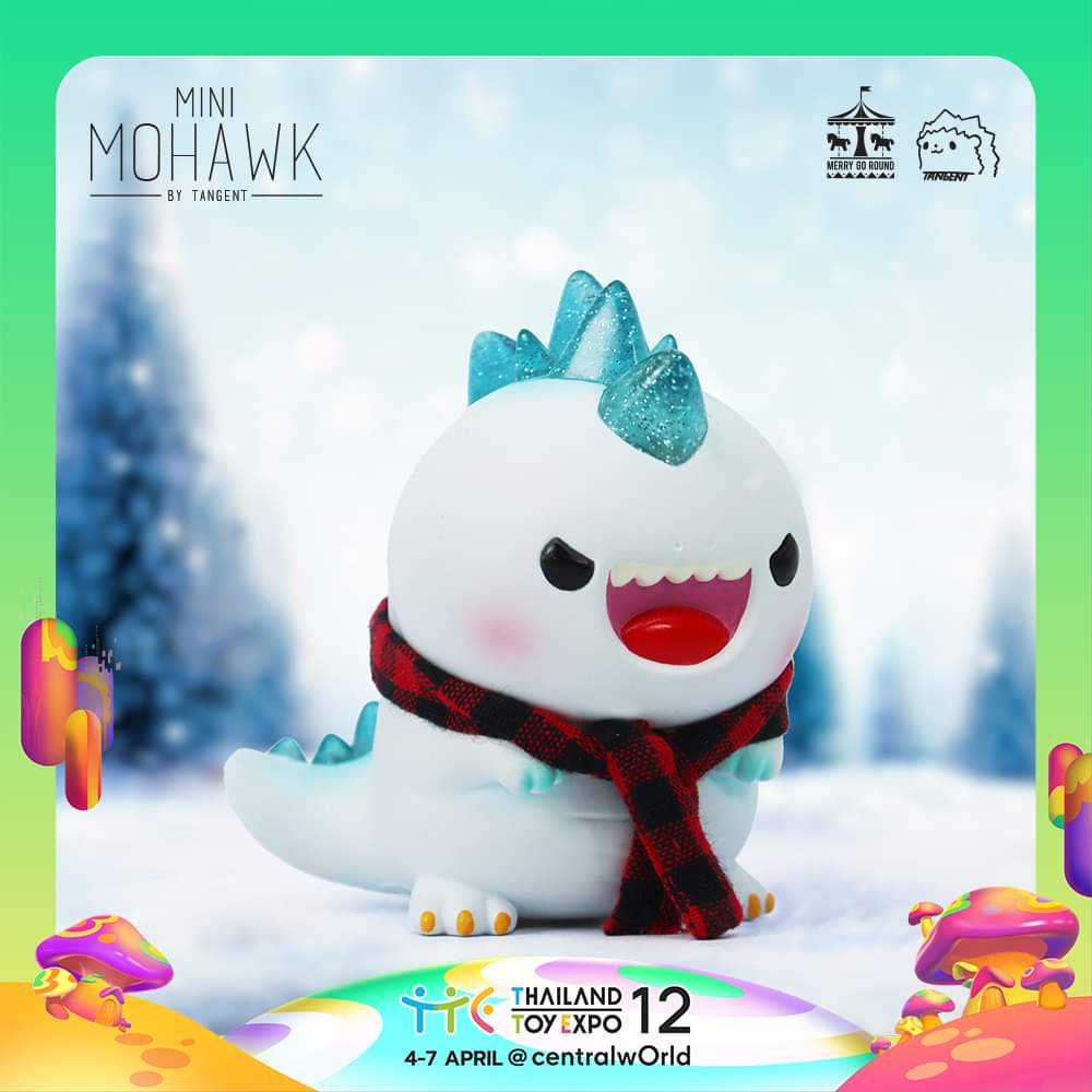 Mohawk: Snow Man by Tagent, a 4 cm soft vinyl toy featuring a scarf, embodying Strangecat Toys' unique, artistic style.