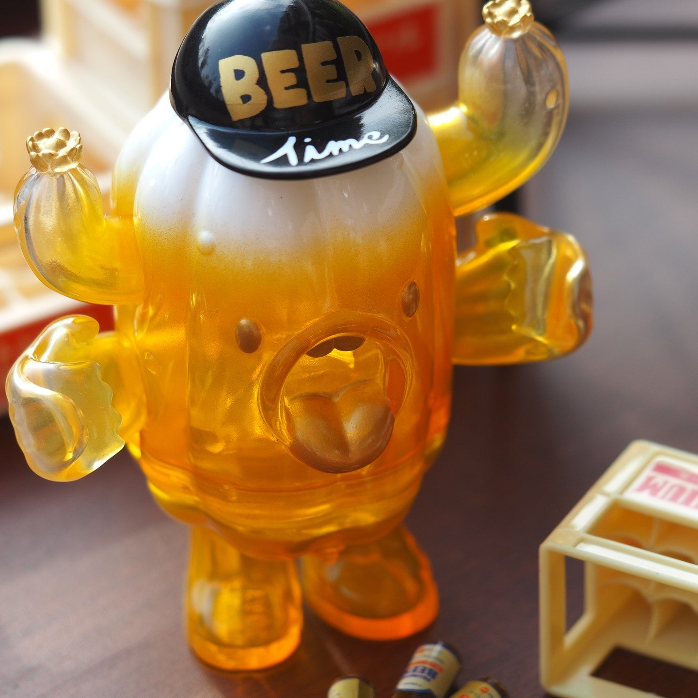 A blind box toy: BEER PATU figurine, 10 cm tall soft vinyl bear with a black hat. Preorder - Ships Late May 2024.