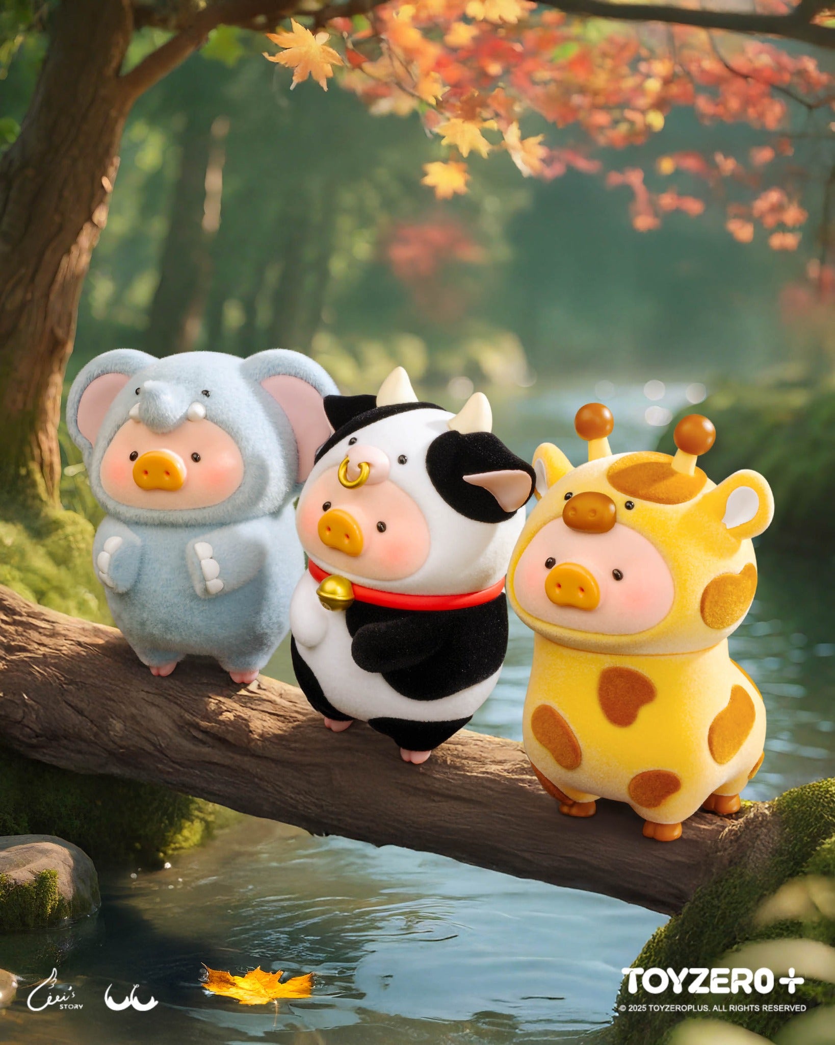 LuLu the Piggy figurine from the Animal Party Series, part of a preorder blind box set, featuring whimsical animal characters on wooden bases, stands 10cm tall.