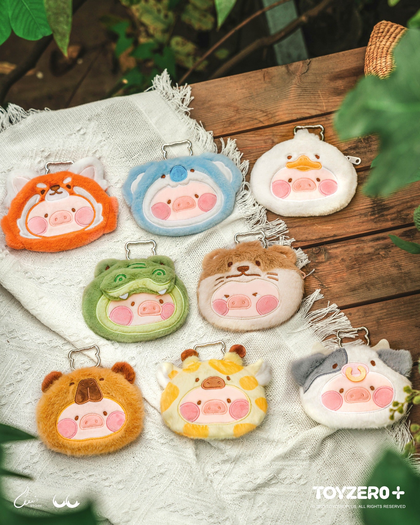LuLu the Piggy - Animal Party Series blind box featuring a wooden stage with charming animal figures, each exuding unique charisma.