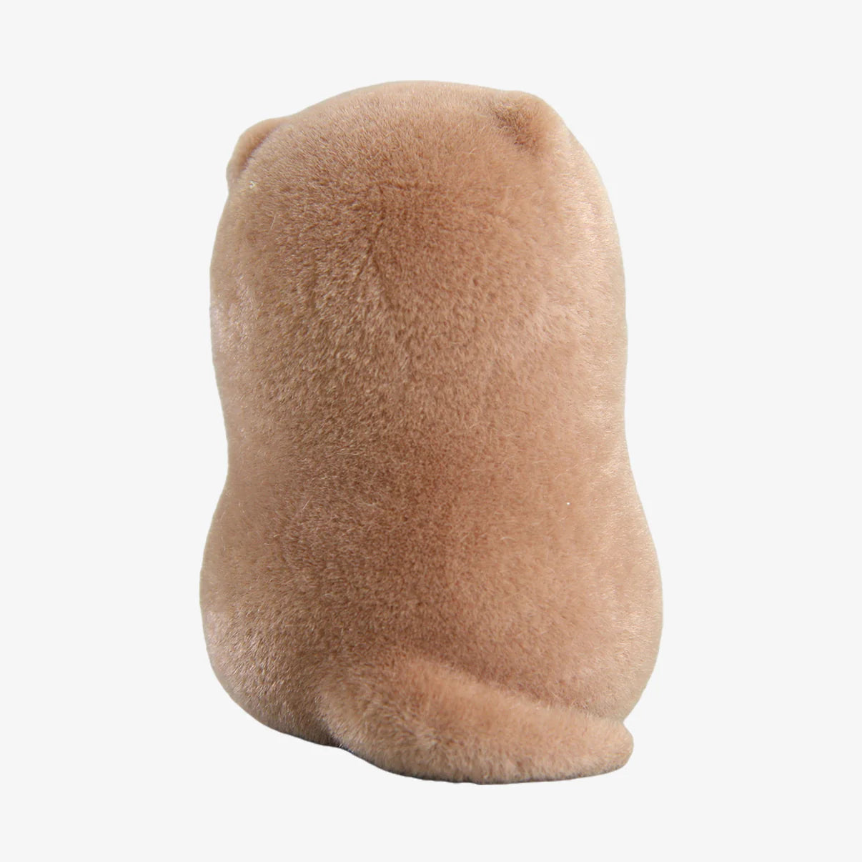 ABAO-Otter baby dede plush toy, viewed from behind, showing fuzzy texture with visible ears and tail. Preorder for October 2025 shipment.