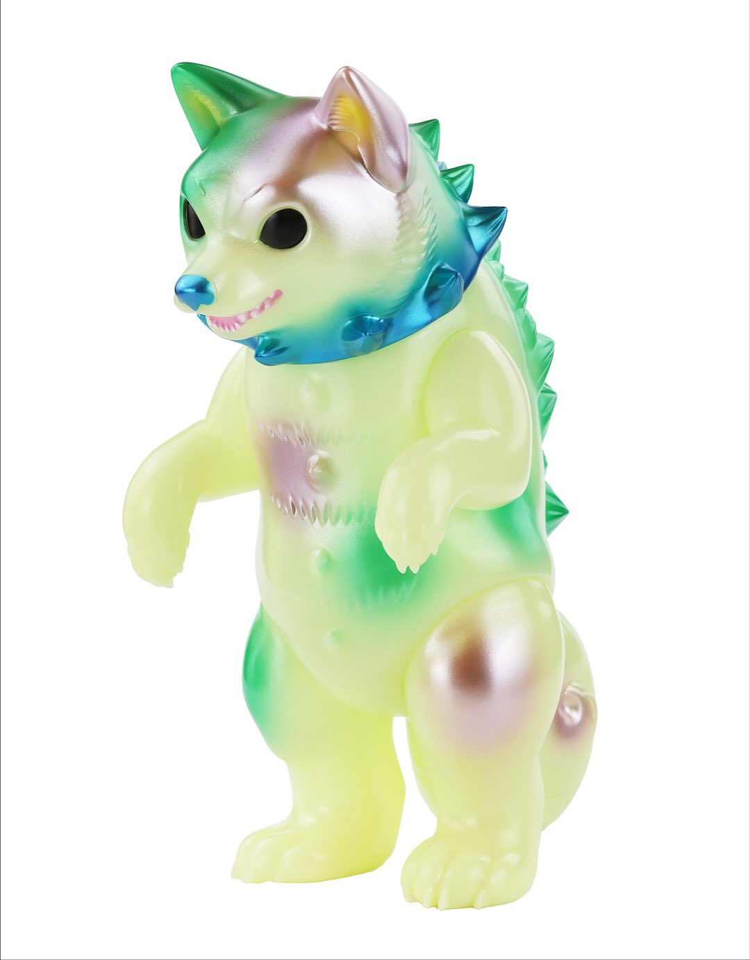 Daioh Shibara Dream Fantasy by Konatsu, a 20cm translucent yellow-green sofubi figure with spikes and black eyes, available for preorder at Strangecat Toys.