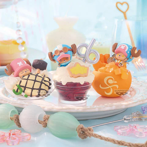 zZoton Winter's Small Joys Series Plush Blind Box features collectible vinyl figures of dessert-themed characters with chibi antlered designs, marked by BANPRESTO, 9-10cm tall.