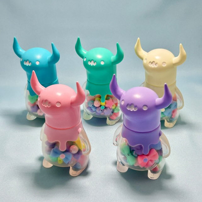 Sky Monster Bo - Melty Soft Cream by C-Toys, a 110mm Japanese Sofubi toy featuring horns and a bow, among other playful figurines.