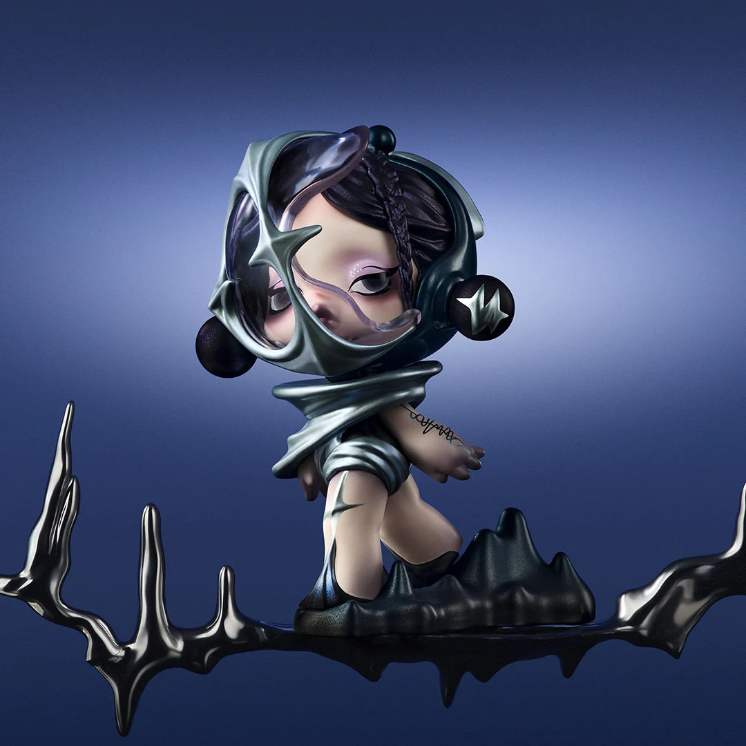 SKULLPANDA The Sound Blind Box Series figurine: a cartoon woman wearing a mask, part of a 12-design collection with one secret variant.