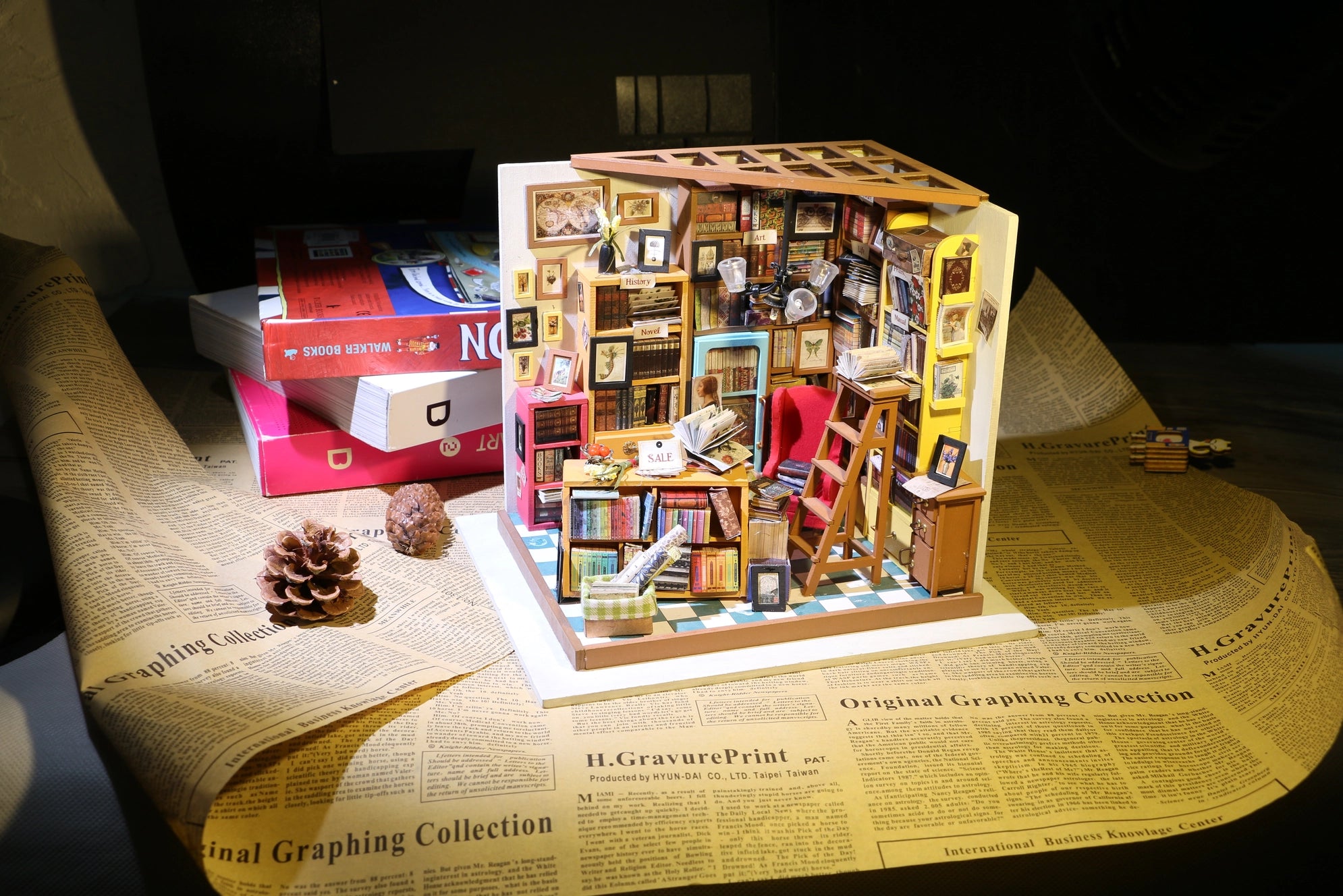 A magical miniature dollhouse from Sam's Study Rolife Library DIY collection, offering enchanting services to creatures above and below. Dimensions: 8.3 x 5.2 x 6.9 in.
