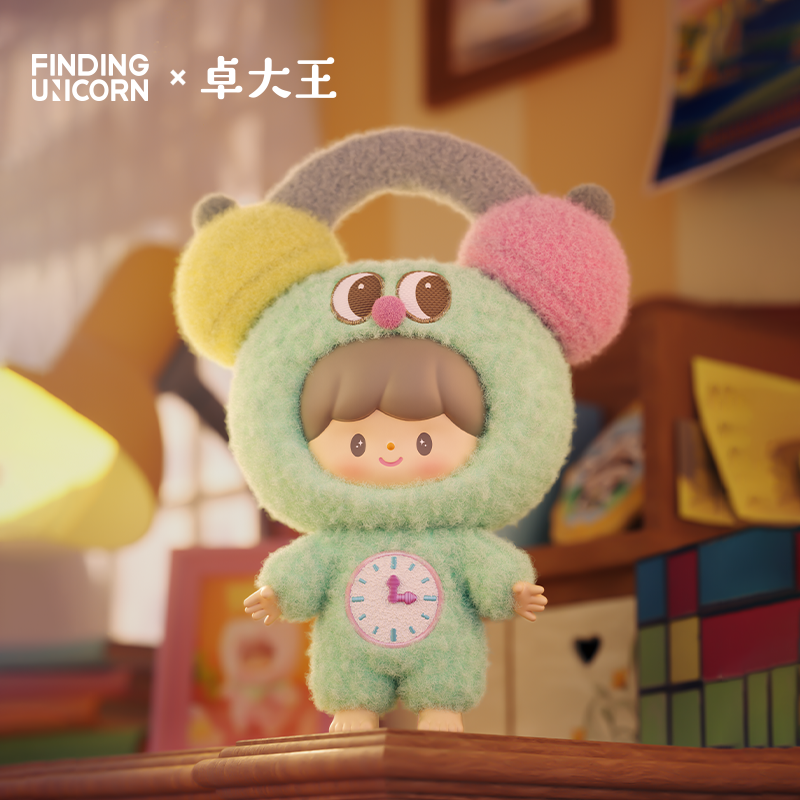 zZoton Happy Childhood Series PVC Plush Blind Box close-up, showcasing a detailed stuffed toy, part of a collectible series with six designs and one secret option.