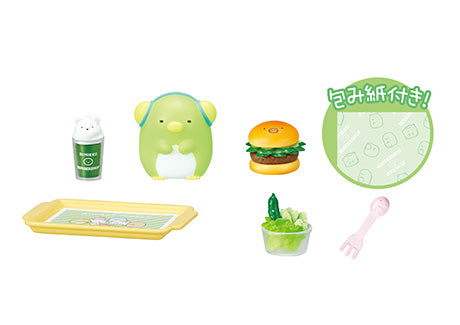 Sumikogurashi Burger Shop Re-ment Blind Box Series featuring various toy designs, part of a collectible set of eight different designs.