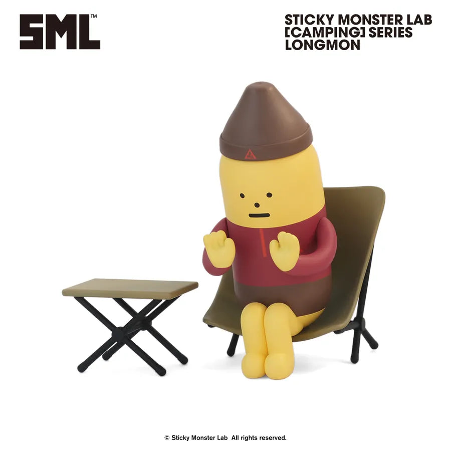 Sticky Monster Lab - SML MINI FIGURE BLIND BOX Vol.4 [Camping] Series - Preorder features Longmon in a camping scene with chair and table.