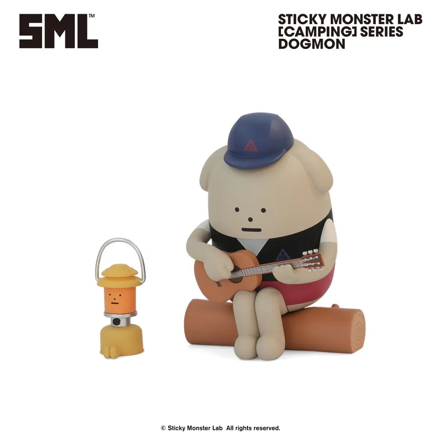 Sticky Monster Lab - SML MINI FIGURE BLIND BOX Vol.4 [Camping] Series - Preorder: Dogmon figure playing guitar with lantern, part of a collectible blind box set.