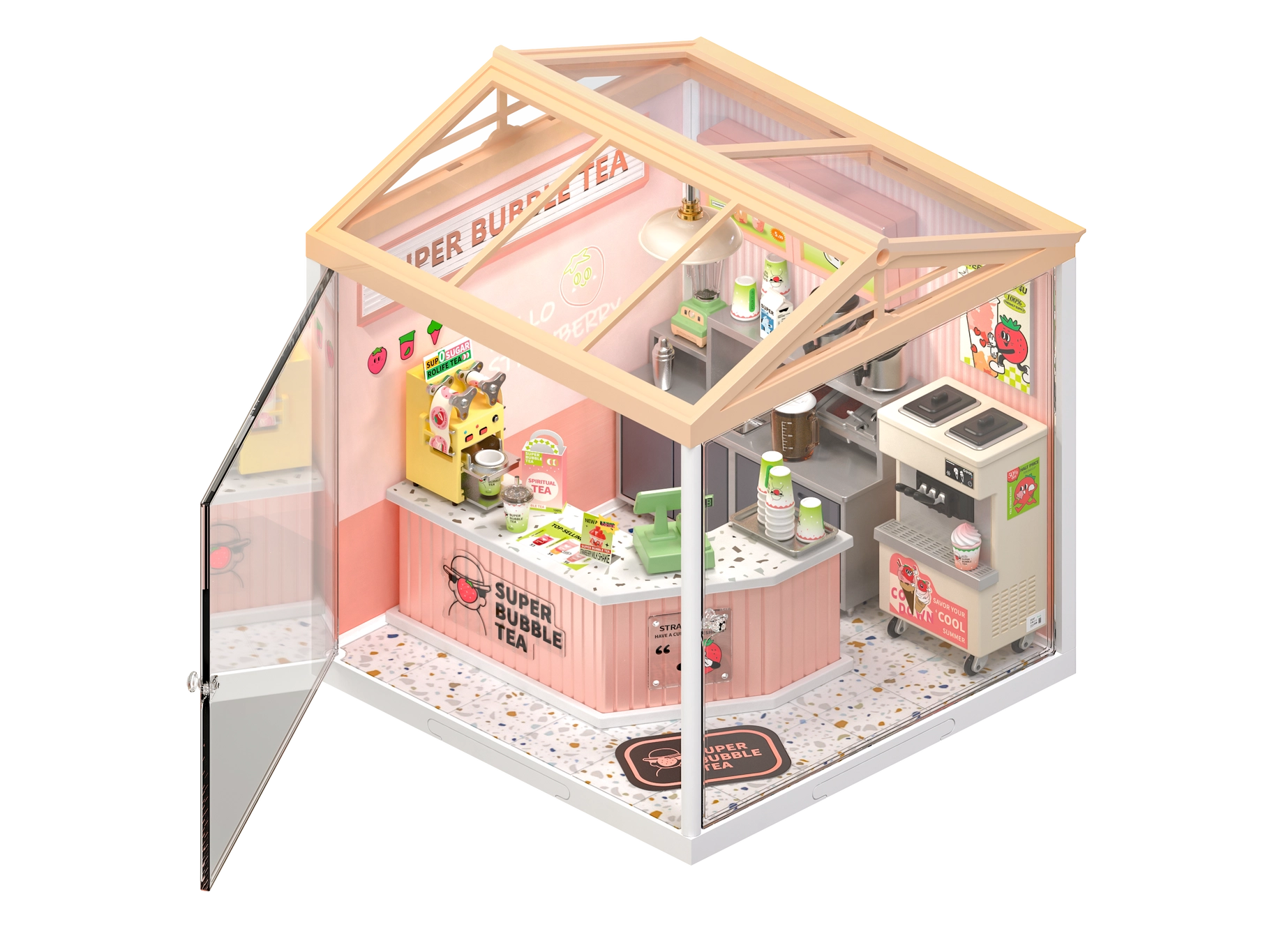 DW006 Double Joy Bubble Tea Rolife Diy Miniature House