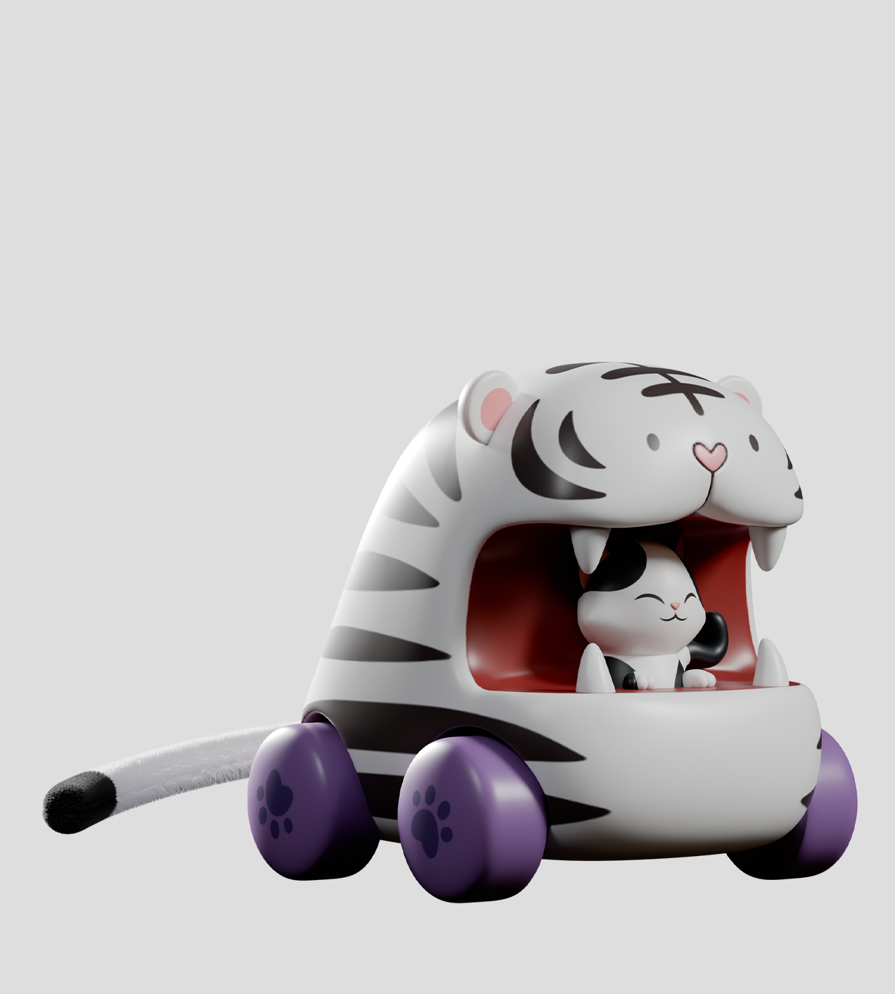 Big Top Chomps Blind Box - Preorder features pull-back kitty cars with fabric tails in tiger, lion, cheetah, and panther designs.
