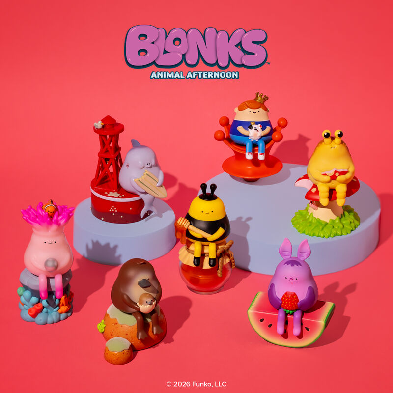 Blonks Animal Afternoon Premium Blind Box by Sad Salesman features whimsical vinyl figures with animal motifs, ideal for Strangecat Toys' art-centric collection.