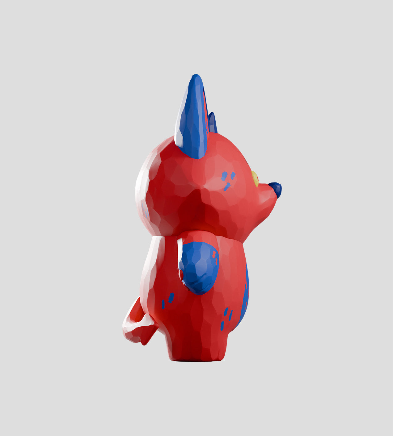 Bubba Bad Limited Edition vinyl figurine, a red and blue cartoon-inspired wolf character with a chunky design, single yellow eye, available for preorder.