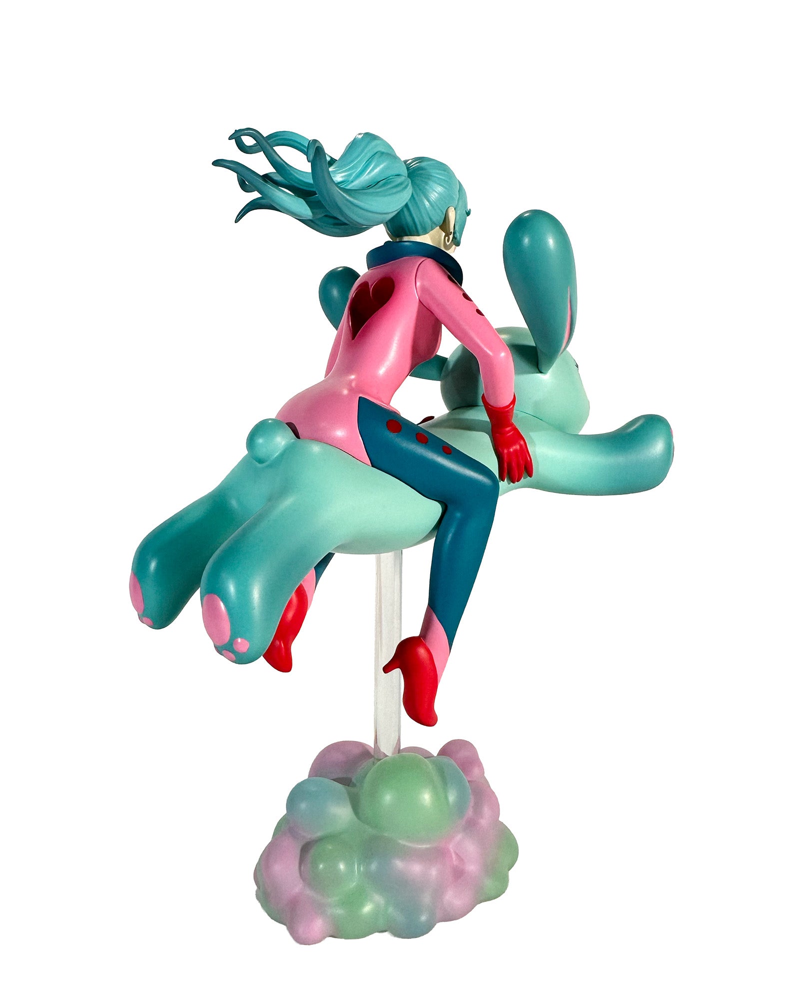 The Bunny Rider by Tara McPherson: A whimsical resin figurine of a girl on a giant rabbit, capturing playful artistry in a 6-inch collectible.