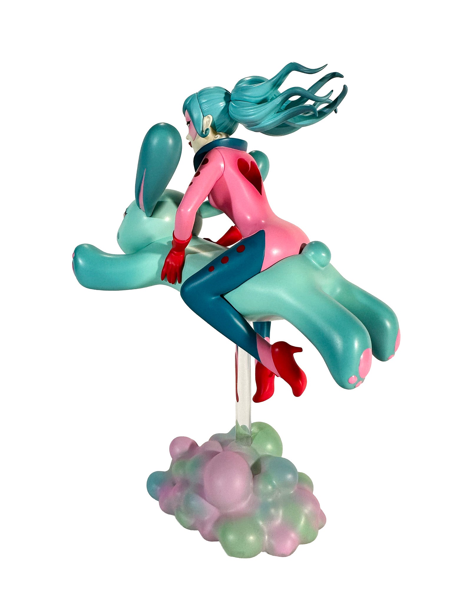 The Bunny Rider by Tara McPherson: A 6-inch resin figurine of a girl in a bodysuit on a giant bunny, mounted on a cloud base.