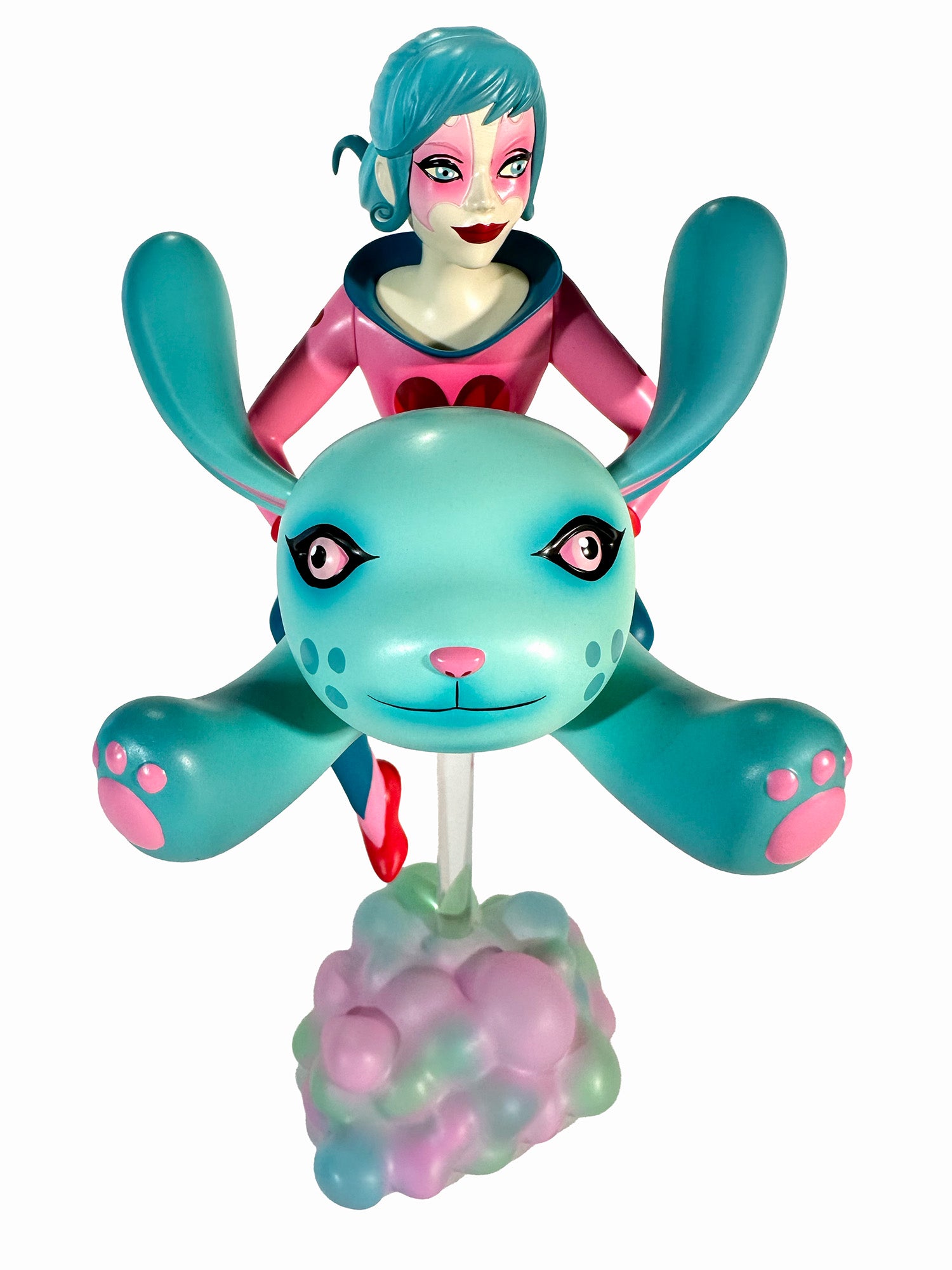 The Bunny Rider by Tara McPherson: A 6-inch resin figure of a girl on a bunny-like creature, mounted on a pastel cloud base.