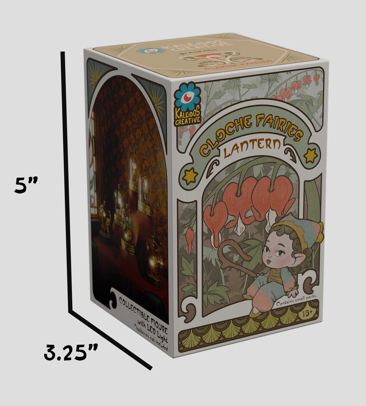 Cloche Fairies Blind Box features cartoon-style packaging with a star design, including a close-up of the label and product details.
