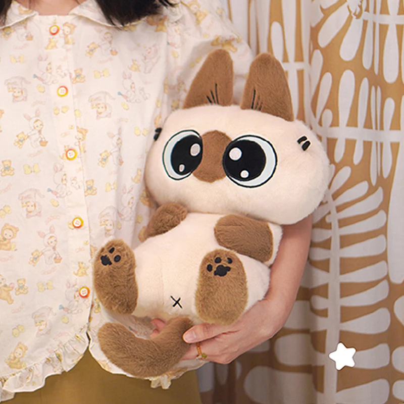 A person holding Azukisan's Hugging Plush, a 13.8-inch stuffed toy, perfect for collecting or gifting from Strangecat Toys' unique selection.