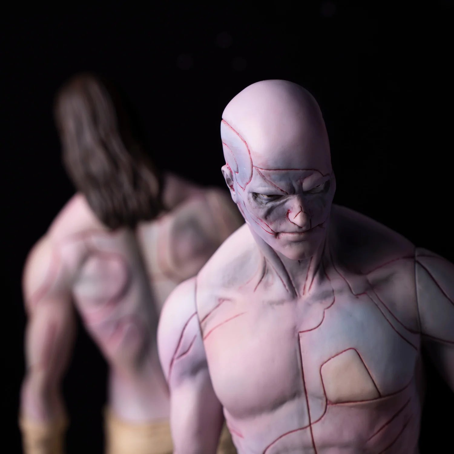 Frankenstein: The Creature V1, stylized soft vinyl figure, showcases intricate scar-line details and anatomical precision, capturing gothic beauty in a 30cm collectible.