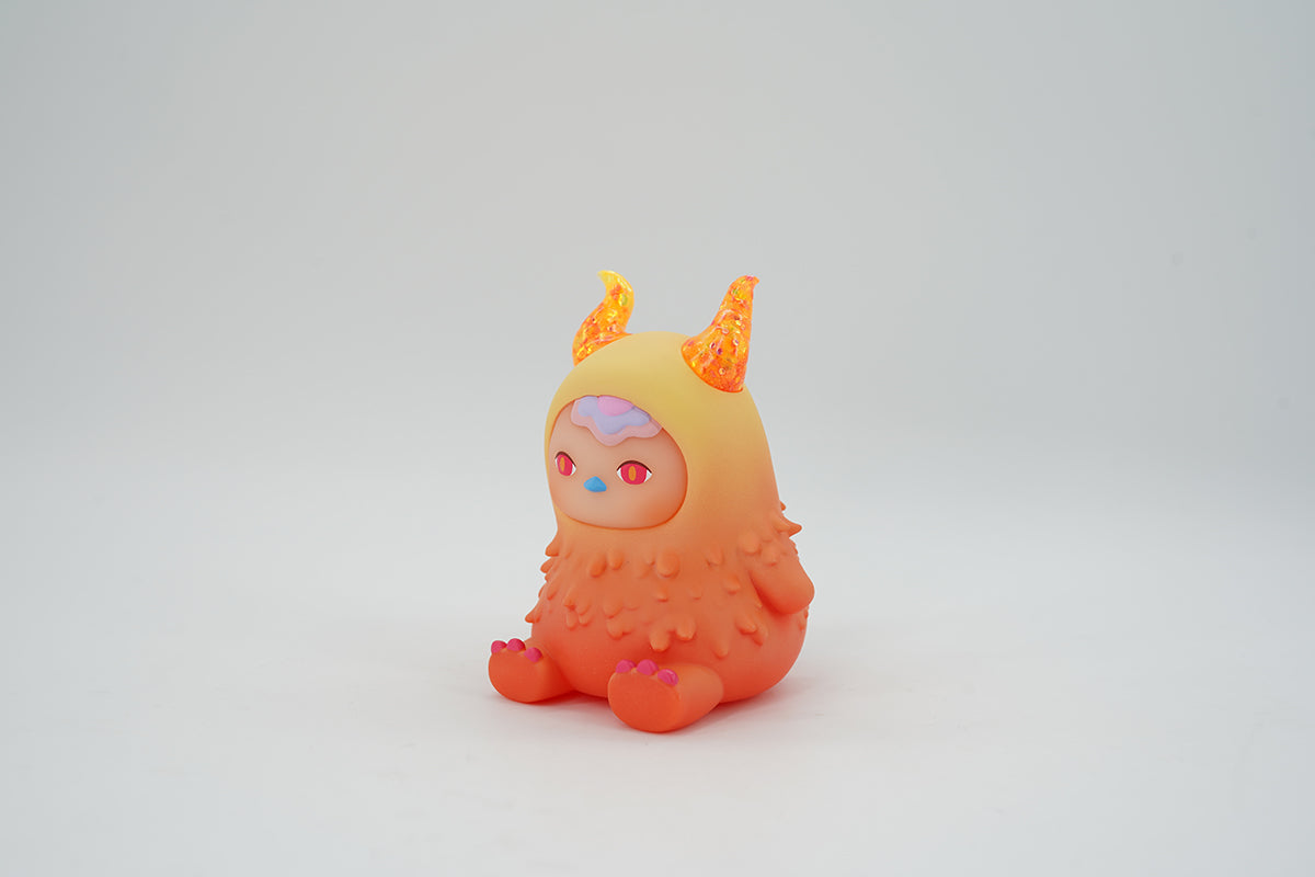 Toy animal figurine with hat, 7.8cm tall. Monster Beanie - Pomegranate Ver. by Pucky.