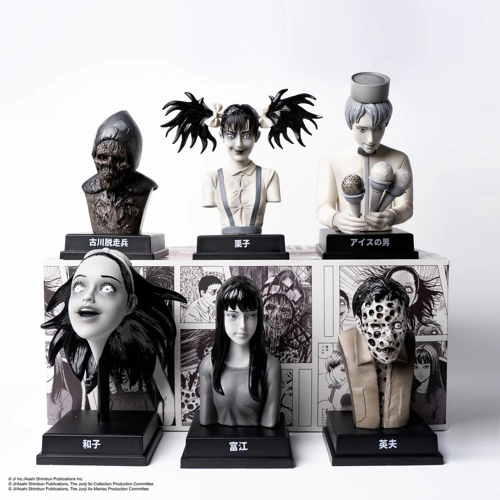 Statue of a man holding microphones from Junji Ito's Kaikibako Wave 2.