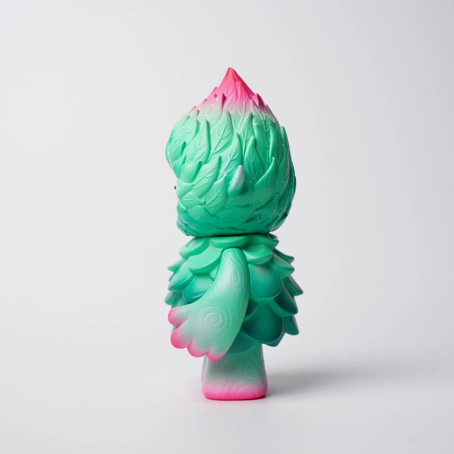 MUJUWORLD TREE SPIRIT SPRING EDITION figurine, featuring a whimsical design with layered texture, mint green to hot pink gradient, standing at 4 inches tall. Preorder available.