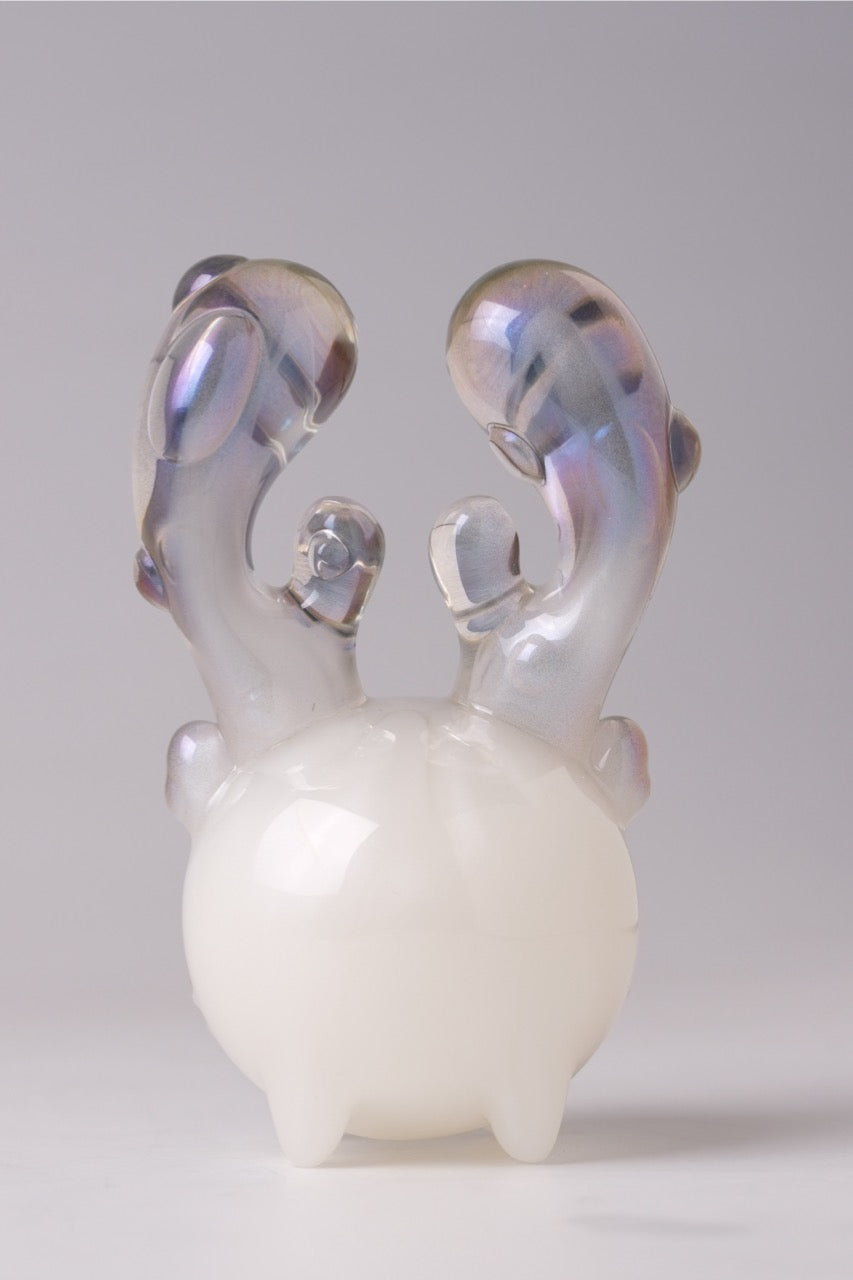 Coralite by Yutoos: A 4-inch whimsical resin sculpture featuring a milky sphere with translucent, antler-like branches. Limited edition of 50, available for preorder.