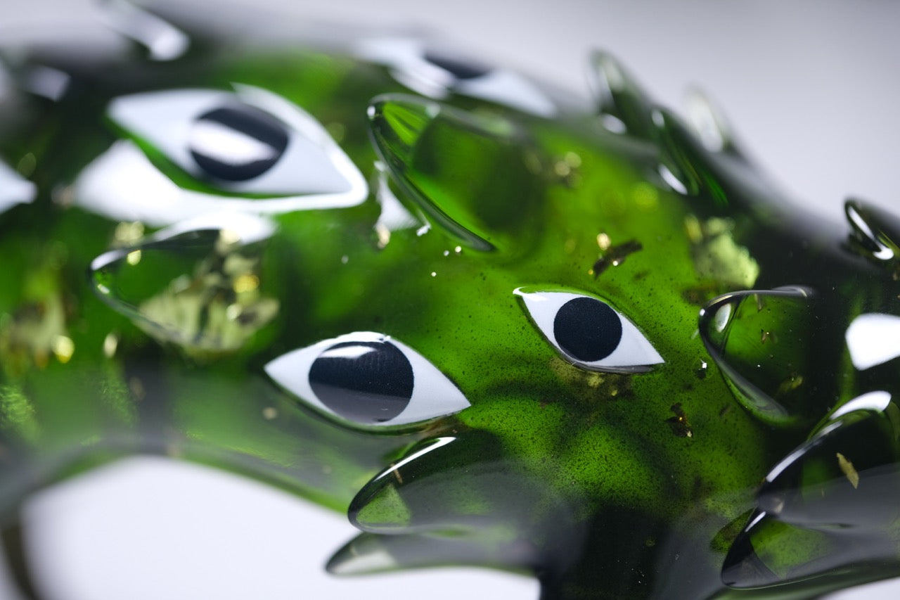 Bogwalker Oracle by Faunwood: A glossy, spiky resin sculpture with eye motifs, each piece is a unique 10cm limited edition of 100 from Strangecat Toys.