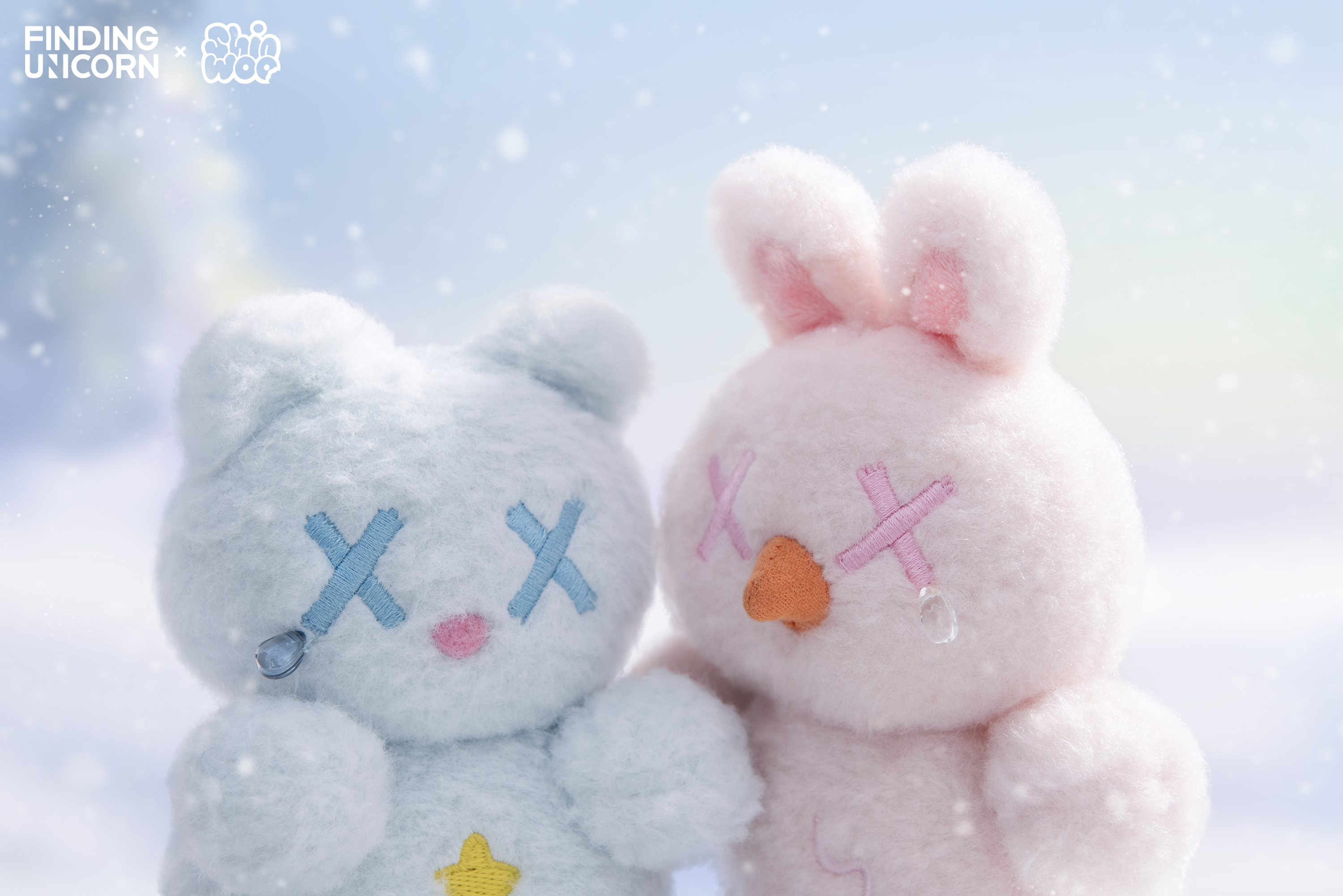 Shinwoo Warm Bear Hug Plush Blind Box Series featuring two stuffed animals, showcasing the adorable plush design typical of Strangecat Toys' collection.