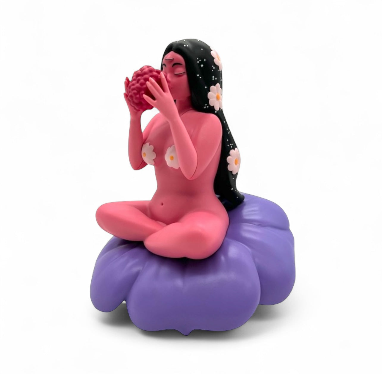 Flower Girl by Robin Eisenberg: a 6 vinyl figure of a woman holding a raspberry, capturing Eisenberg's intergalactic art in 3D form. Limited edition of 100.