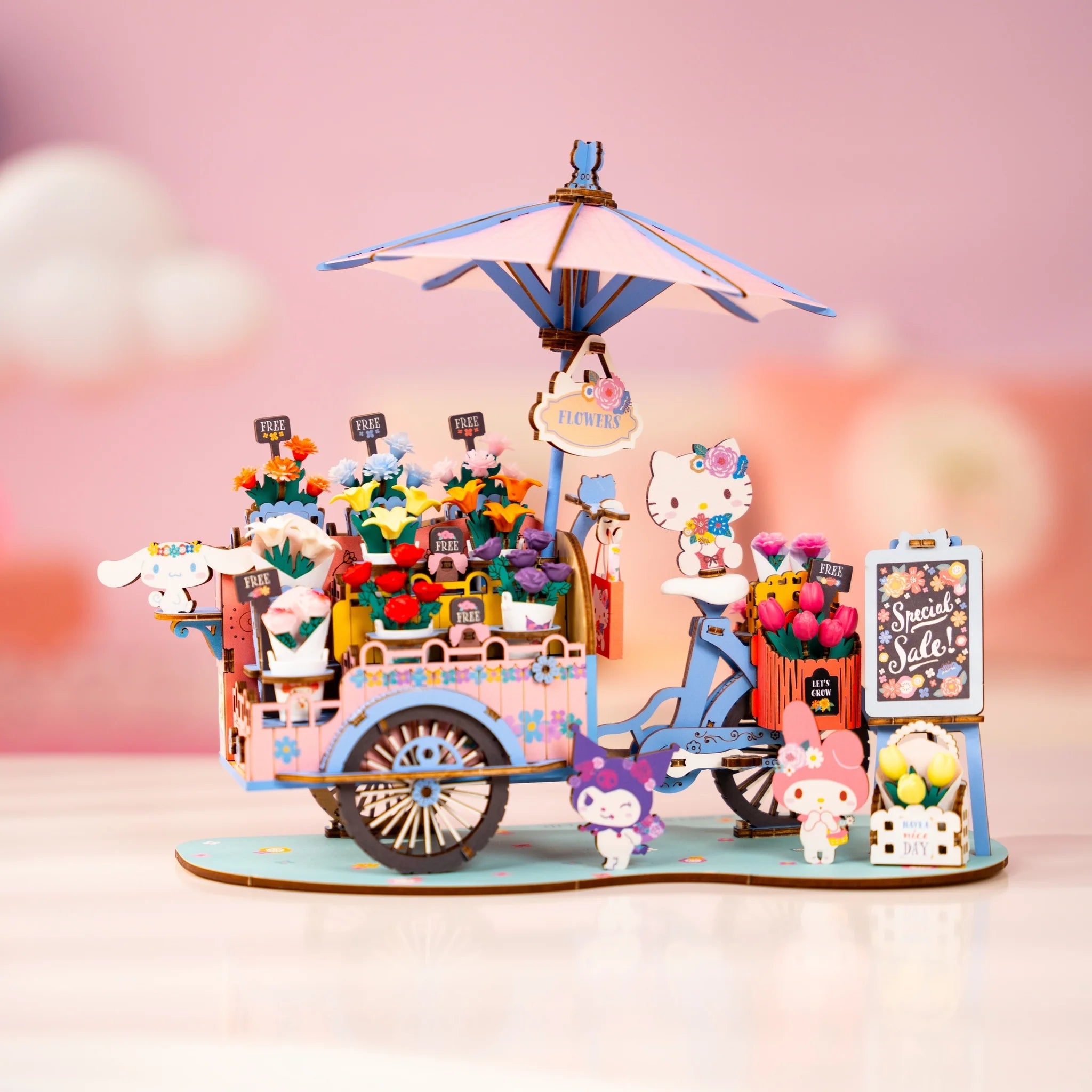 Modern Wooden Puzzle: Hello Kitty® and Friends Flower Cart