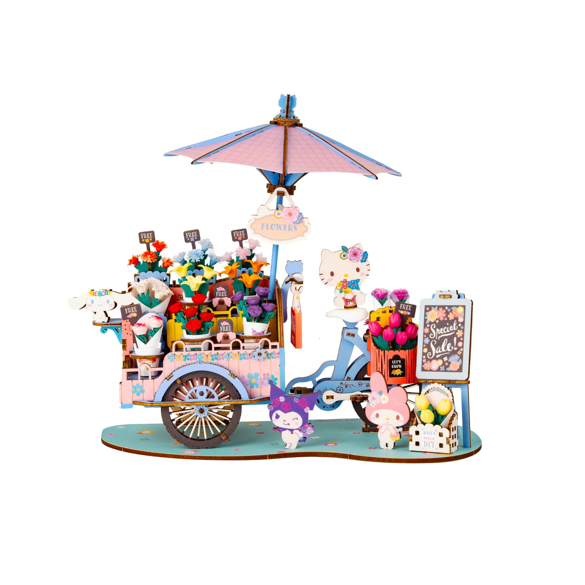 Modern Wooden Puzzle: Hello Kitty® and Friends Flower Cart