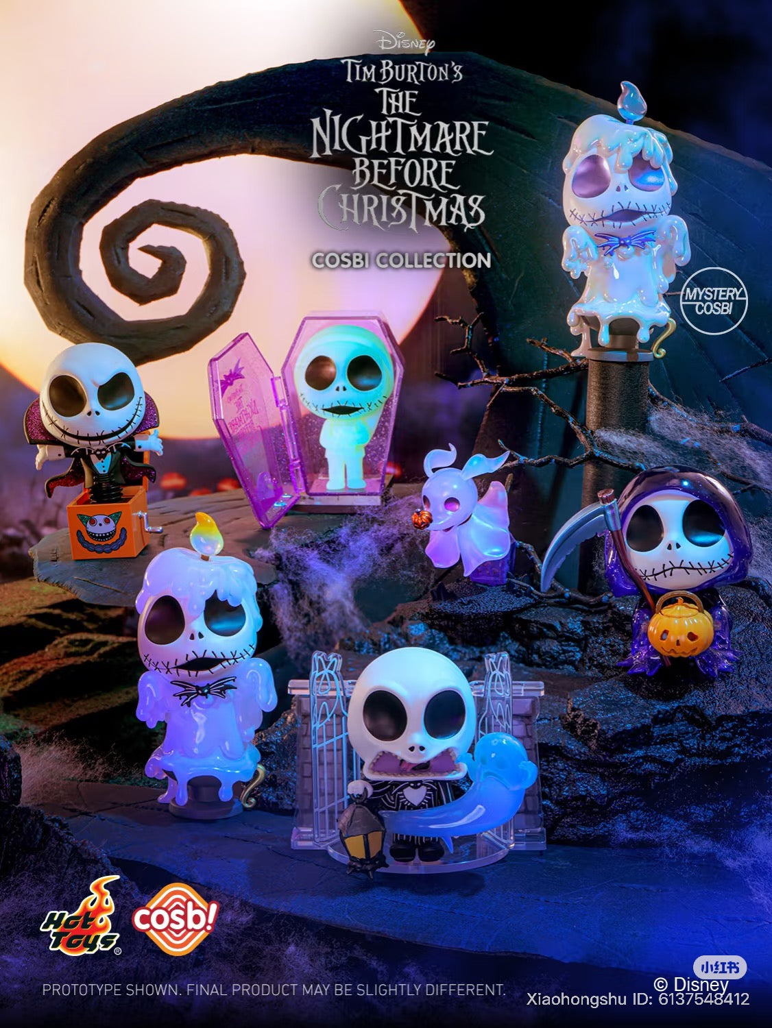 Cosbi The Nightmare Before Christmas Blind Box Series features chibi Jack Skellington figures in unique guises, including ghost and Grim Reaper variants, from Strangecat Toys.
