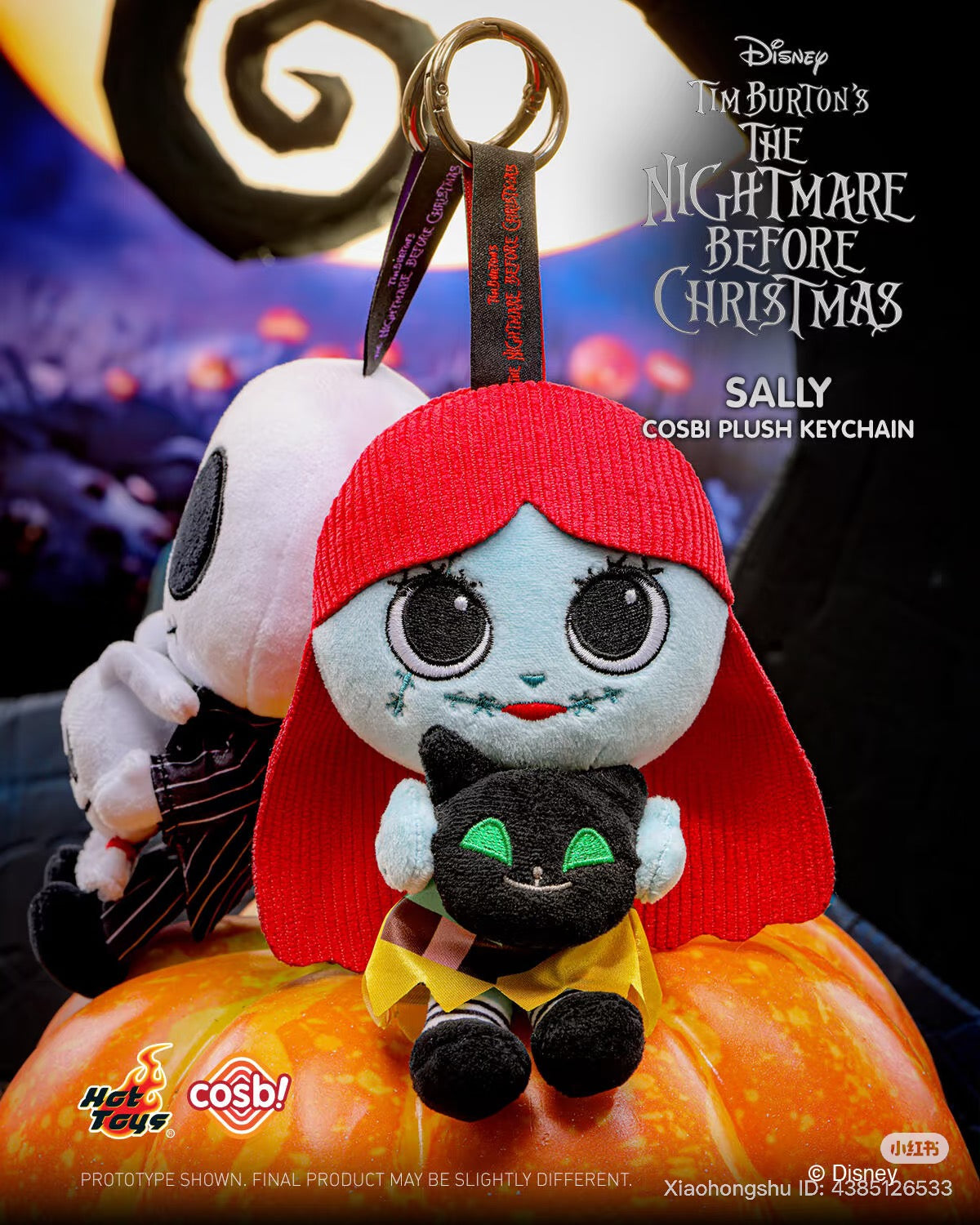 Cosbi Plush keychain from The Nightmare Before Christmas, featuring a micro-Sally with key-ring, available for preorder in a blind box series.