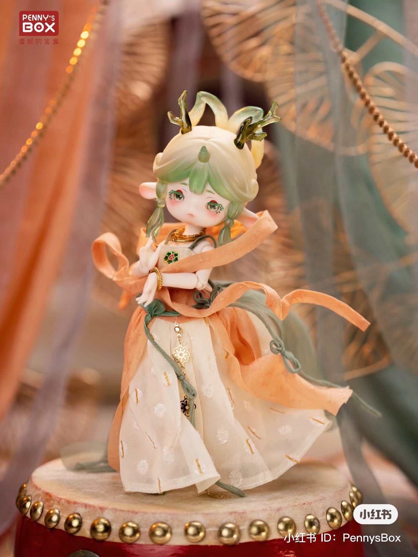 A blind box figurine series, Penny Box Silk Road Souvenir BJD, featuring a girl in a dress doll. Includes 6 regular designs and 1 secret. From Strangecat Toys.