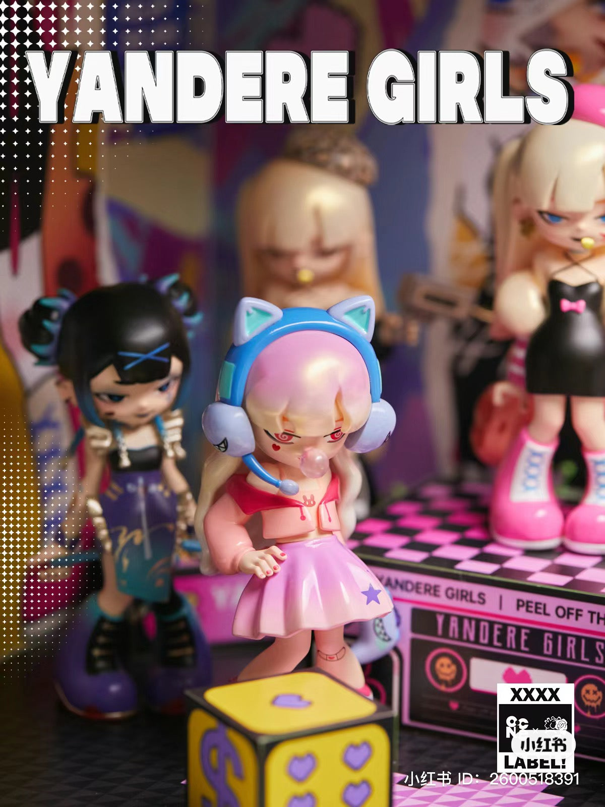 A blind box series featuring Yandere Girls 2.0 Reject The Label. Includes dolls, toy figurines, and special designs. Available for preorder, shipping in July 2024.