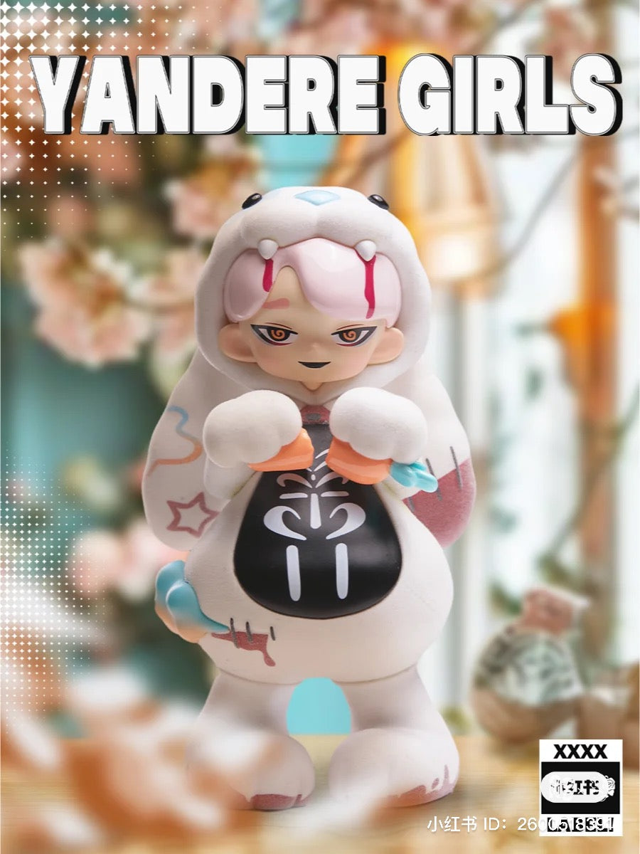 A blind box series featuring Yandere Girls 2.0 Reject The Label. Includes 6 regular designs and 1 secret. Toy figurines of girls with various designs.
