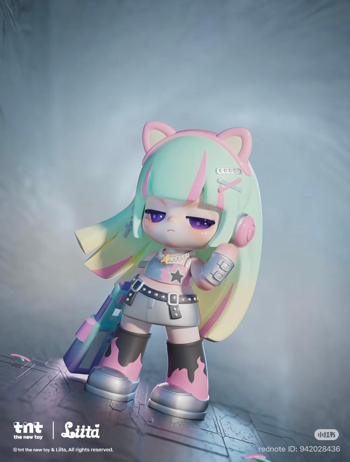 Liita Forward by Light series figure: chibi-style toy with pastel hair, cat-ear headphones, star-themed outfit, holding a pastel accessory. Preorder for Q4 2025.