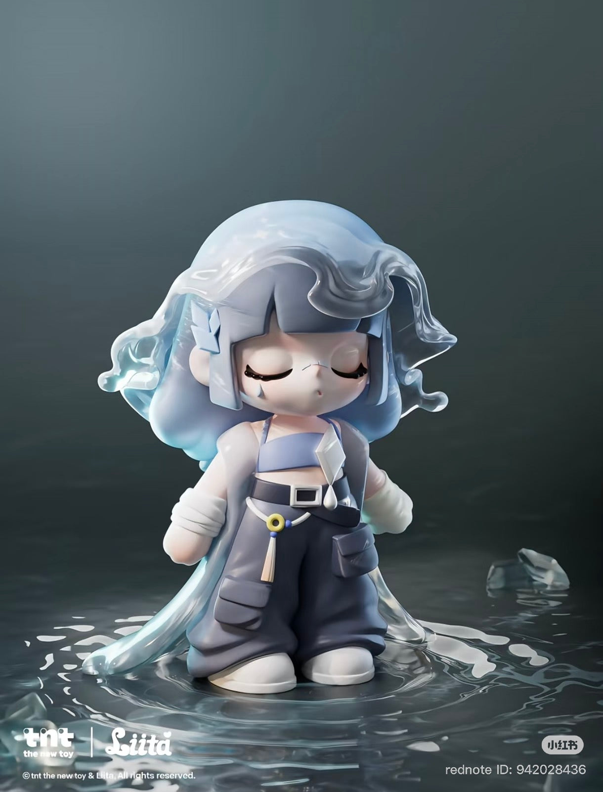 Liita Forward by Light series figure, chibi-style girl with blue flowing hair, in a water-themed design, available in blind box from Strangecat Toys.