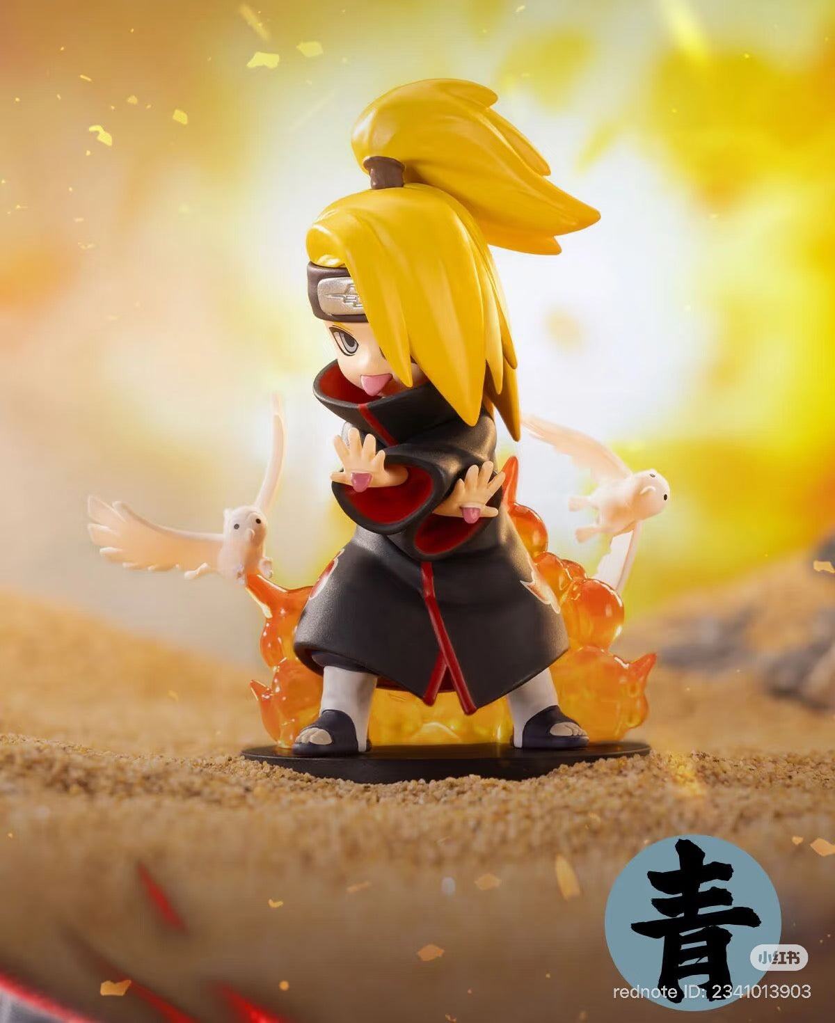 Deidara chibi figure, posed mid-jutsu with clay birds, from Naruto: Shippuden Series Battle Against Akatsuki, available for preorder at Strangecat Toys.