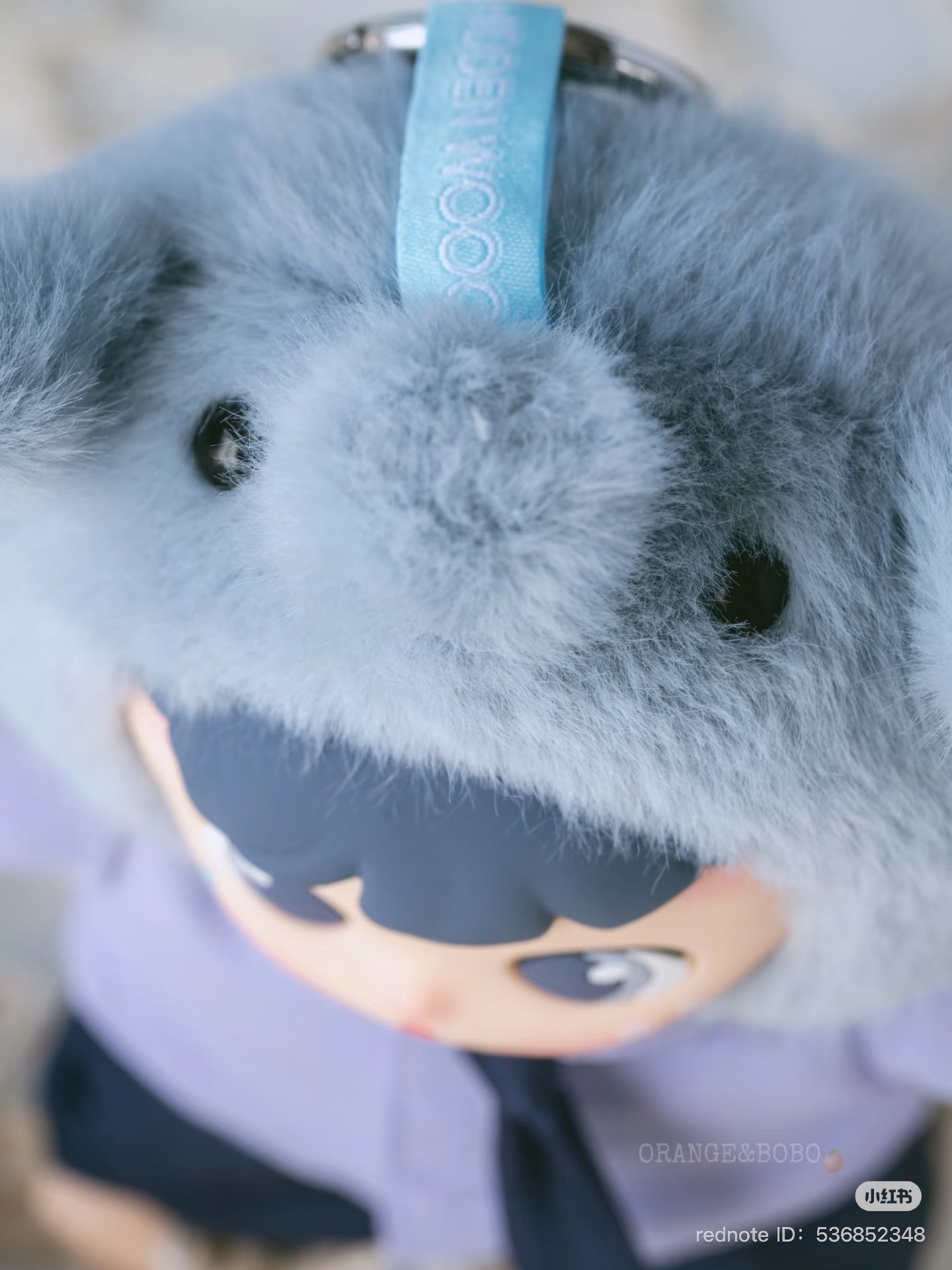 Cimmy You're Invited Series Plush Keychain Blind Box showing a close-up of a stuffed toy with a blue tag and ribbon, available for preorder.