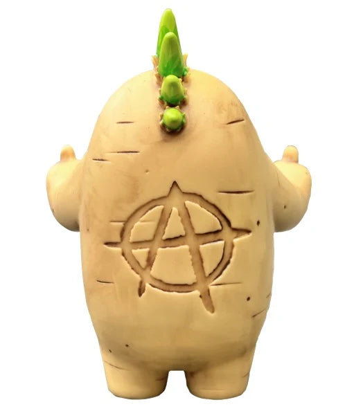 Punk Potato by Sad Salesman: A 4.5” PVC piggy bank featuring a cartoon pig with an anarchy symbol, limited edition of 200.